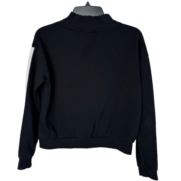 H&M Girls SZ 14Y Crop Sweatshirt "NYC" Zip Long Sleeve Stretch Black - Picture 3 of 5